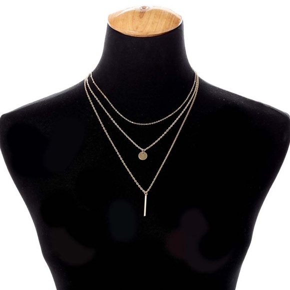 Geometric necklace Triple sets Gold Silver - Picture 3 of 4